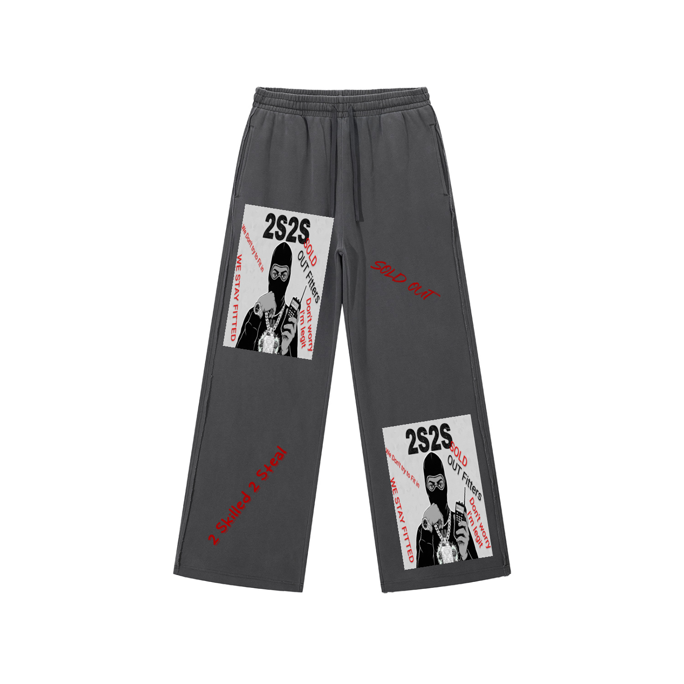 2S2S Sold Out 1/2 Jumpsuit Snow Washed Raw Edge Sweatpants