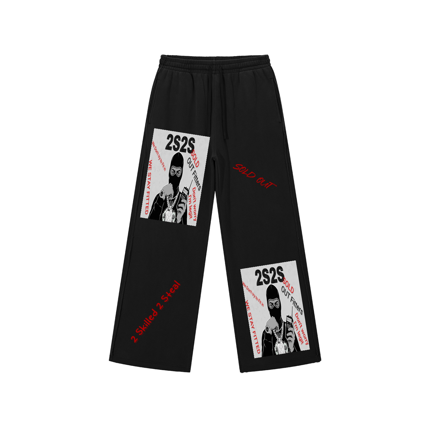 2S2S Sold Out 1/2 Jumpsuit Snow Washed Raw Edge Sweatpants